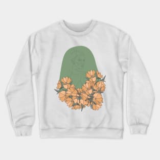 Abstract Figure Line Art with Flowers Crewneck Sweatshirt